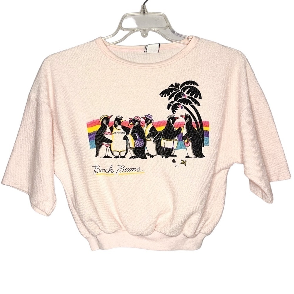 Vintage Fashion Square Penguin Beach Buns Cropped Tee Size Medium